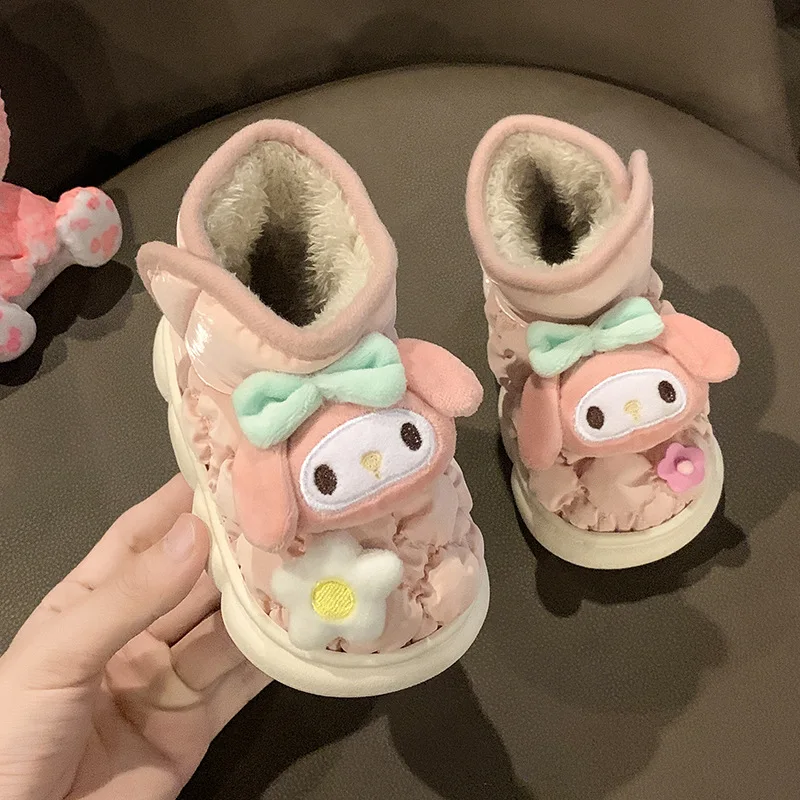

Kids Plush Boots Kuromi Cinnamoroll Mymelody Cartoon Kawaii Sanrios Anime Doll Cotton Boots Autumn Winter Warm Non Slip Hot Boot