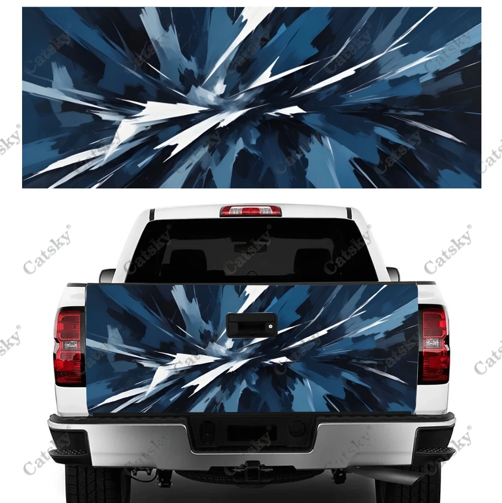 Синяя повязка на заднюю дверь грузовика с геометрическим рисунком волны