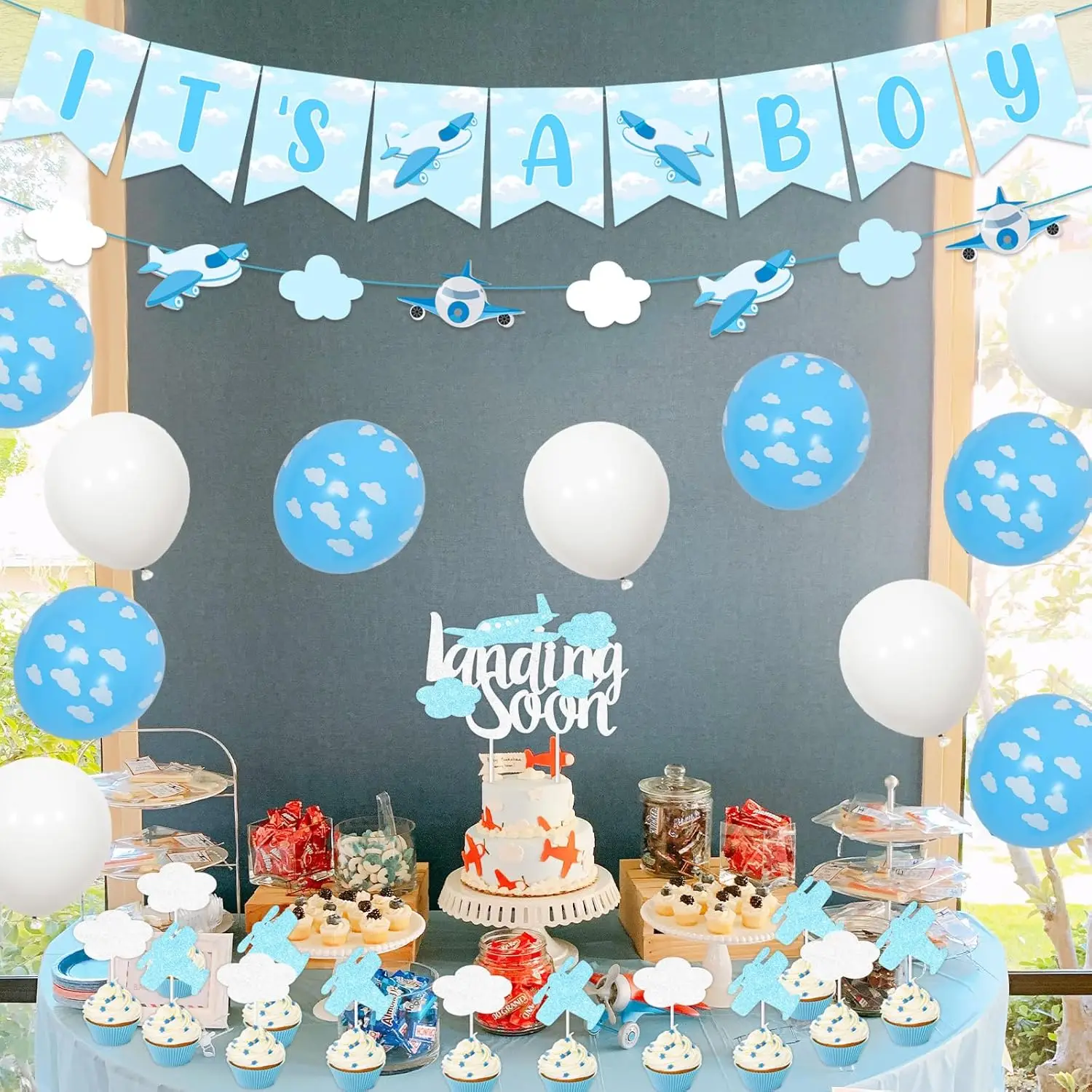 Сюрприз самолет декор для детского душа баннер мальчика воздушные шары небесная