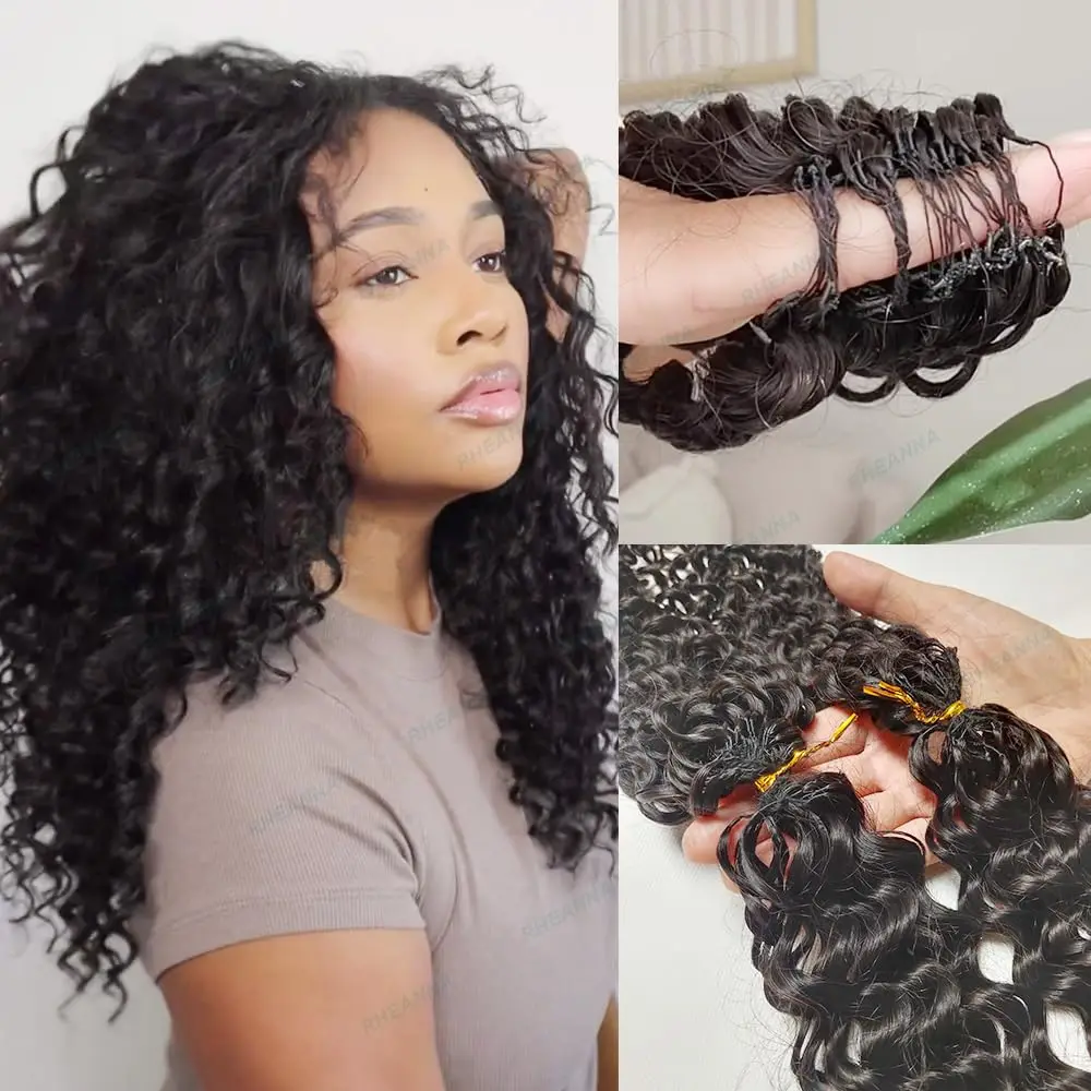 Фото Накладные волосы для плетения крючком Loose Deep Wave, 14-20 дюймов, невидимые бесшовные пряди, 100% натуральные человеческие волосы №3