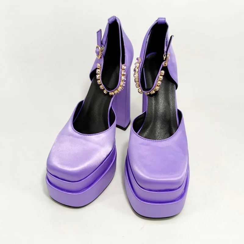 

women shoes sexy pumps luxury brand crystal buckle spring summer female party wedding shoes round toe high heels woman sandals