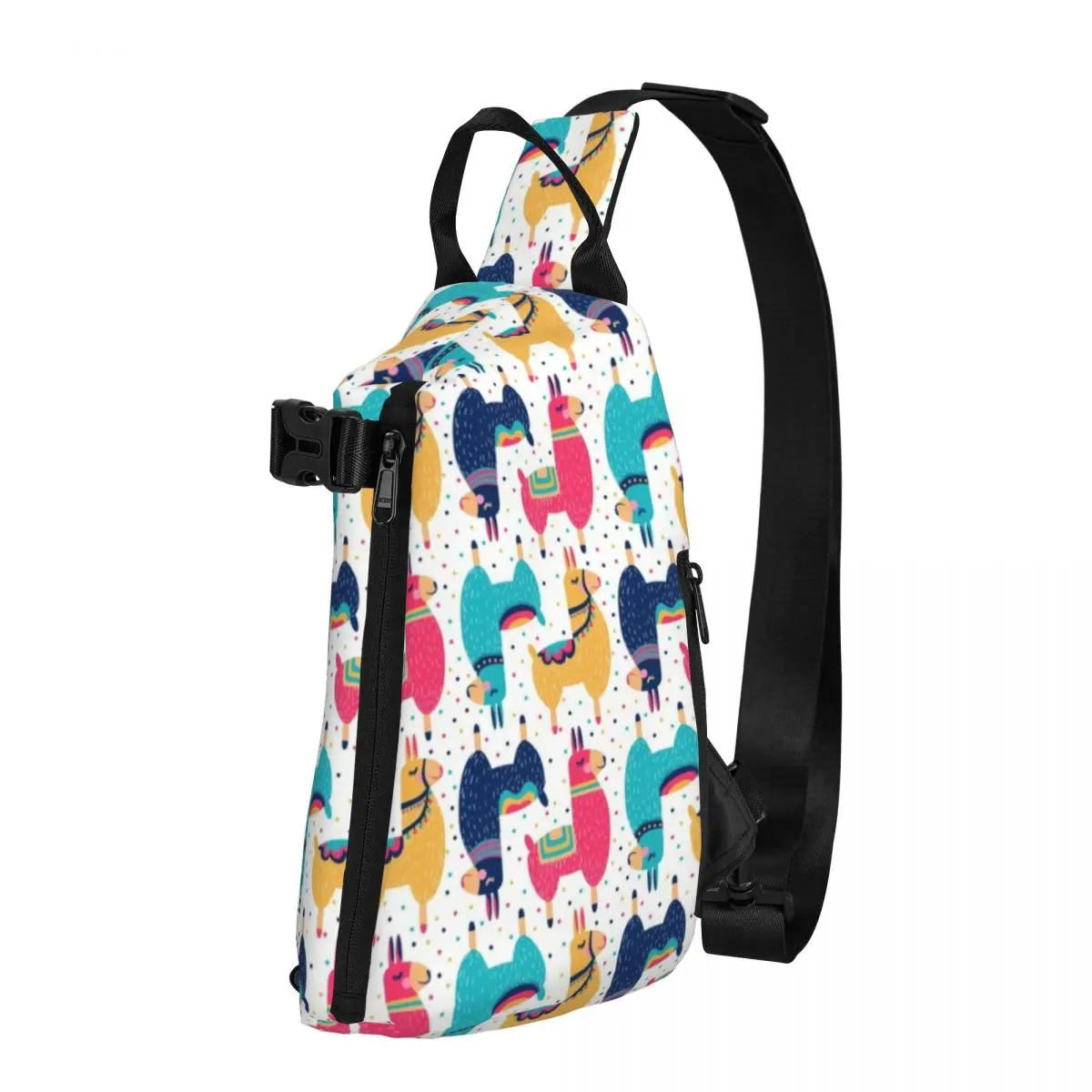 

Llama Alpaca Colorful Shoulder Bags Animals Llama Leisure Chest Bag Hiking Sling Bag Fishing Graphic Design Crossbody Bags