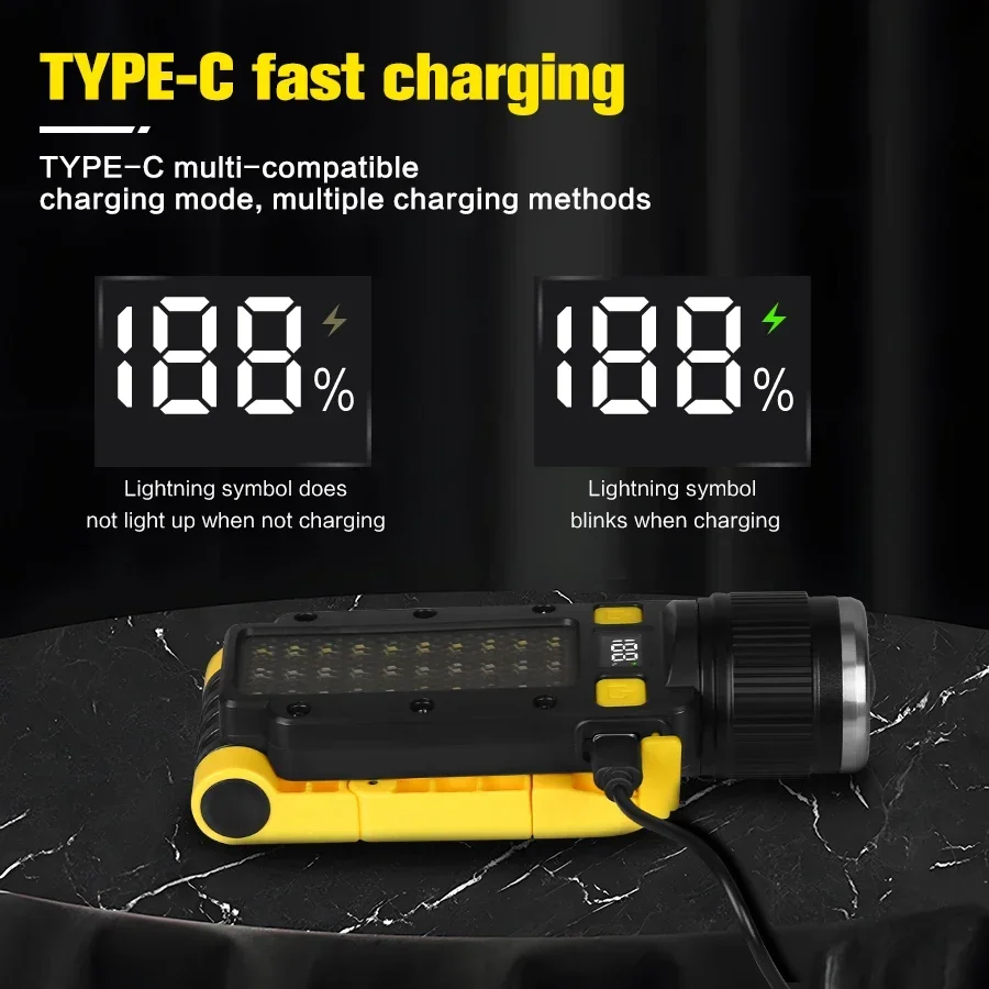 Перезаряжаемый магнитный рабочий фонарь с 7-режимным фонариком