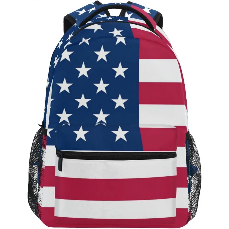 

Рюкзак для путешествий с американским флагом, школьные сумки для книг, рюкзак на плечо для ноутбука, рюкзак для колледжа для женщин, мужчин, девочек