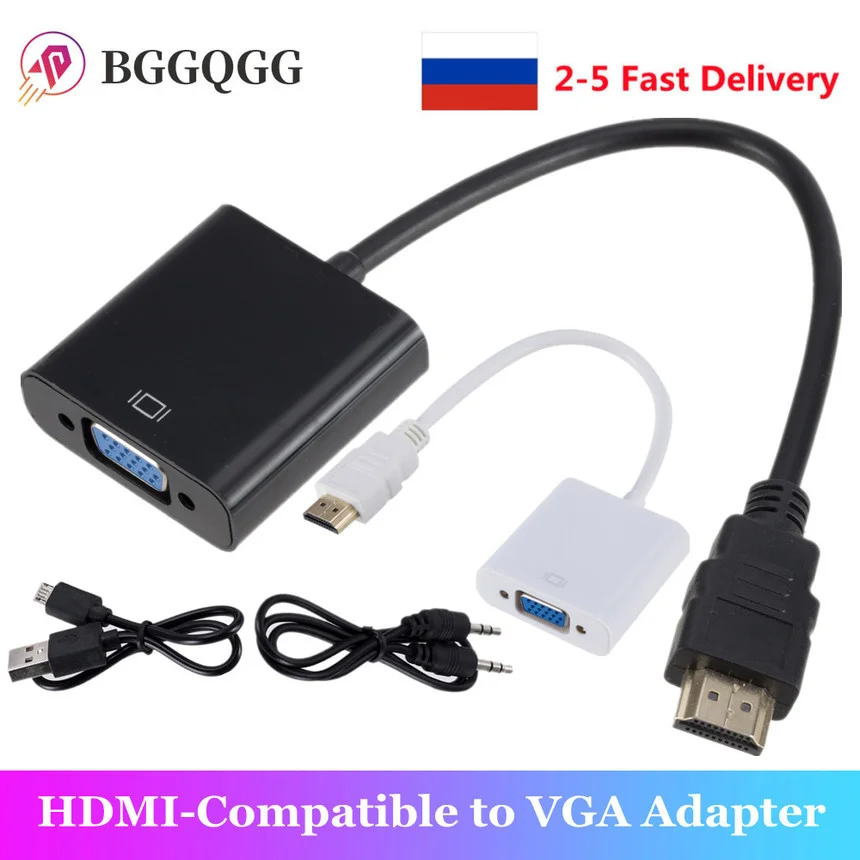 Кабель-адаптер 1080P HDMI-совместимый с VGA переходник штырь-штырь разъем 3 5 AUX кабель
