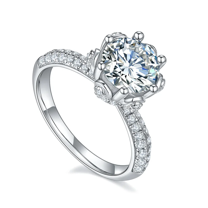 

1.0ct Flower god Moissanite Ring 925 Silver D Color Diamond Rings women ring