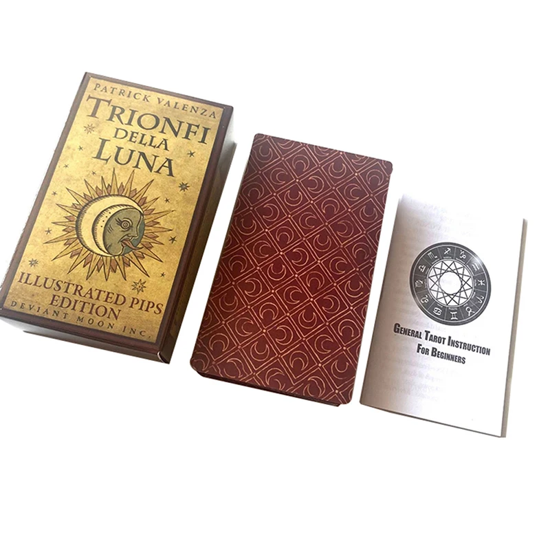 

2022 New 12*7cm Trionfi della Luna ILLustrated Tarot Prophecy Divination Family Party Board Game Card Fortune Telling Game