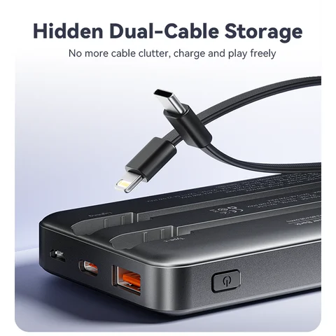 KUULAA 10000 мАч powerbank 22,5 Вт портативное зарядное устройство двойной кабель быстрая зарядка портативный аккумулятор power bank для iPhone 16 15 14 Xiaomi