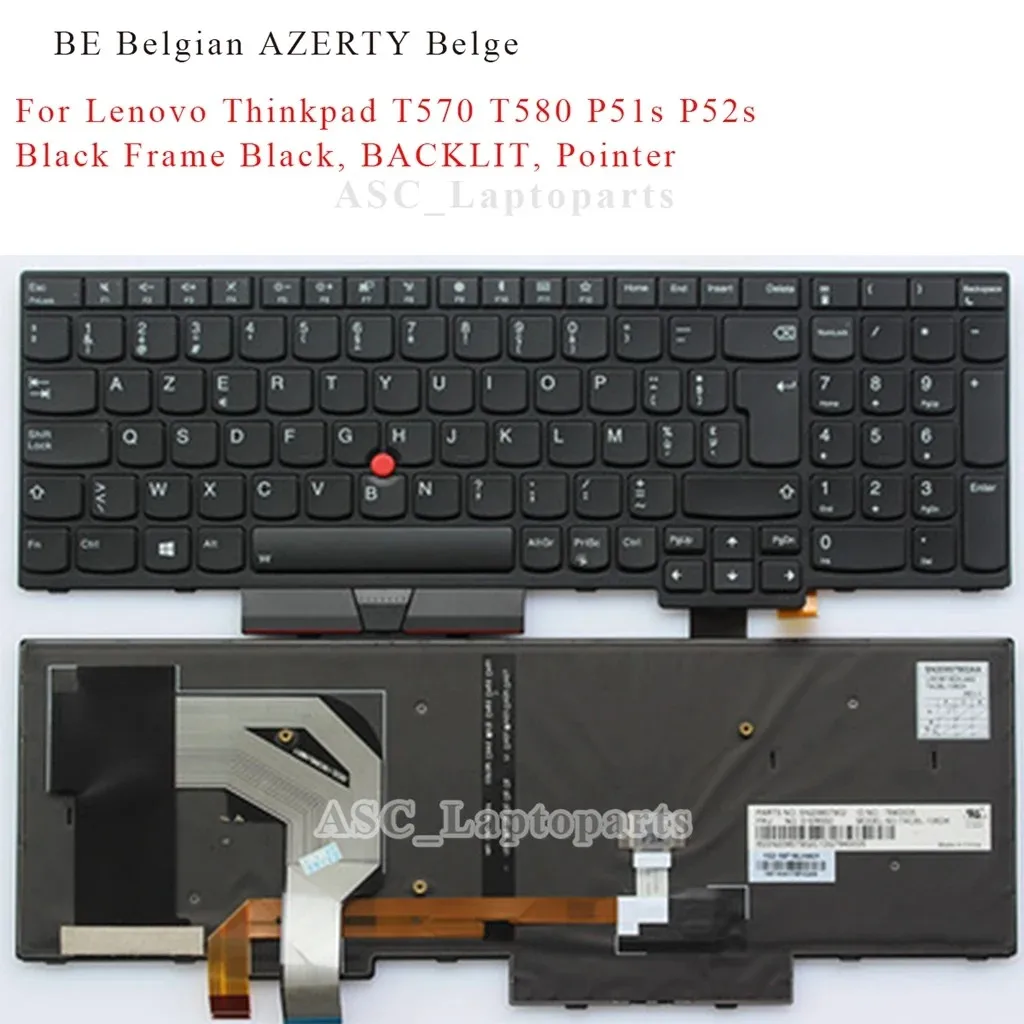 Фото Новая клавиатура BE BR (японская, итальянская, швейцарская) для Lenovo Thinkpad T570 T580 P51s P52s 20LB 20LC, черная рамка, черная, с подсветкой, с трекпойнтером №2