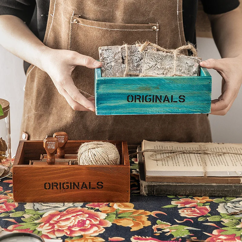 

Retro Succulent Flower Pot Rectangular Wooden Box Succulent Garden Plant Combination For Wedding Home Storage Supplie Decoration