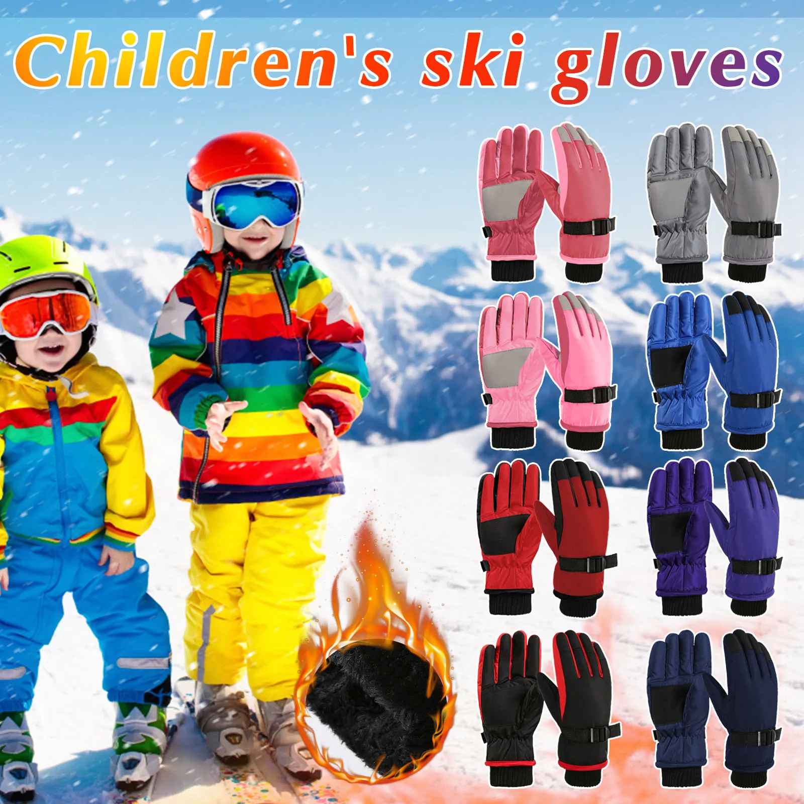 

Winter Outdoor Kids Snow Skating Snowboarding Windproof Warm Ski Gloves