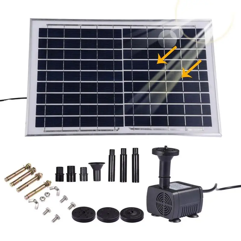 Solar Water Fountain 10W Water Pump Outdoor Upgraded Floating Solar Fountain Pump Flow Adjustable Fountain Kit With Nozzles