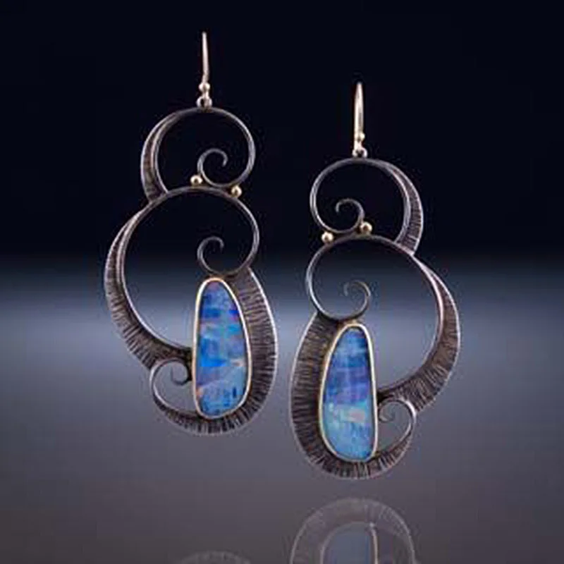 

Multi Swirl Spiral Circles Rounds Earring Unique Bohemian Ethnic Vintage Beads Hanging Earrings for Women Jewelry Wholesale