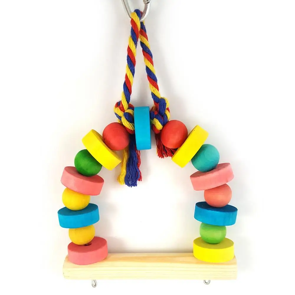 

Bright Color Hanging Toy Wood Cage Decor Bird Parrot Swing Pet Play Climbing