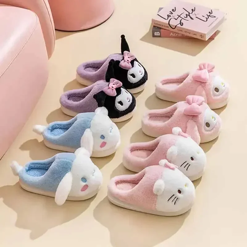 Детские Зимние Хлопковые Тапочки С Мультяшным Дизайном Нескользящая Мягкая