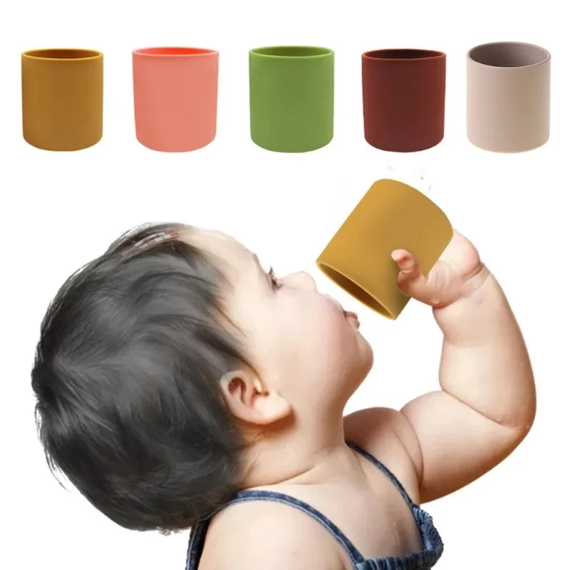 

Baby Water Bottle Portable Color Baby Snack Cup Anti Scalding Food Grade Silicone Water Cup Learn To Drink Cup for Kids