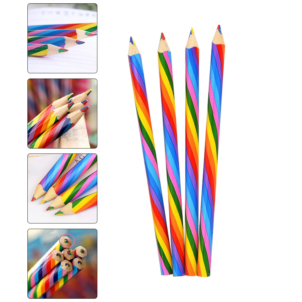

8Pcs Rainbow Color Pencil 4 in 1 Colored Drawing Painting Pencils (Assorted Color)