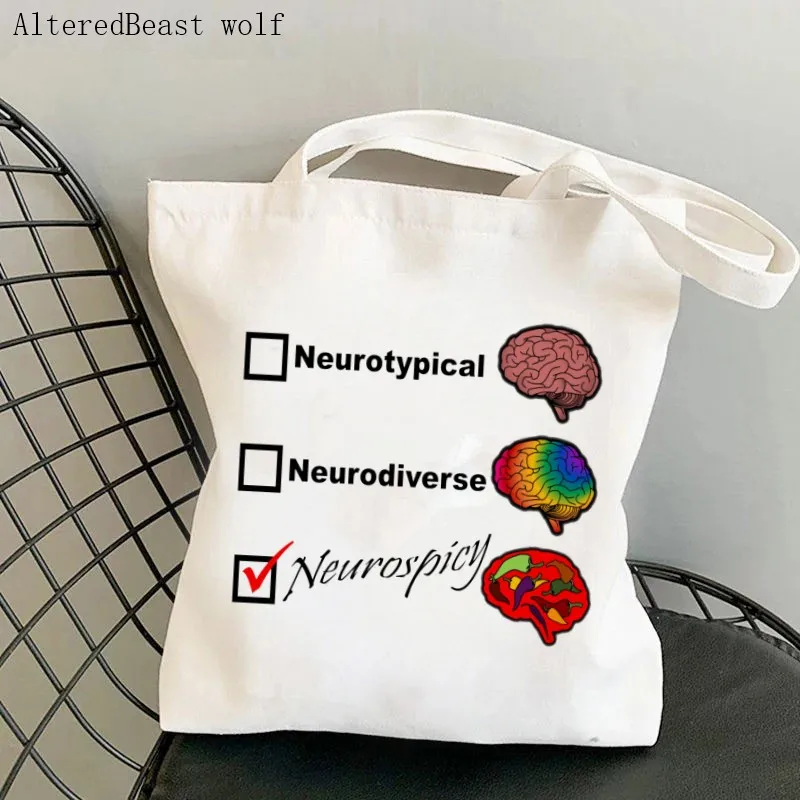 

Women Shopper bag Neurospicy Printed bag women Harajuku Shopping Bag Canvas Shopper Bag girl handbag Tote Bag Shoulder Lady Bag