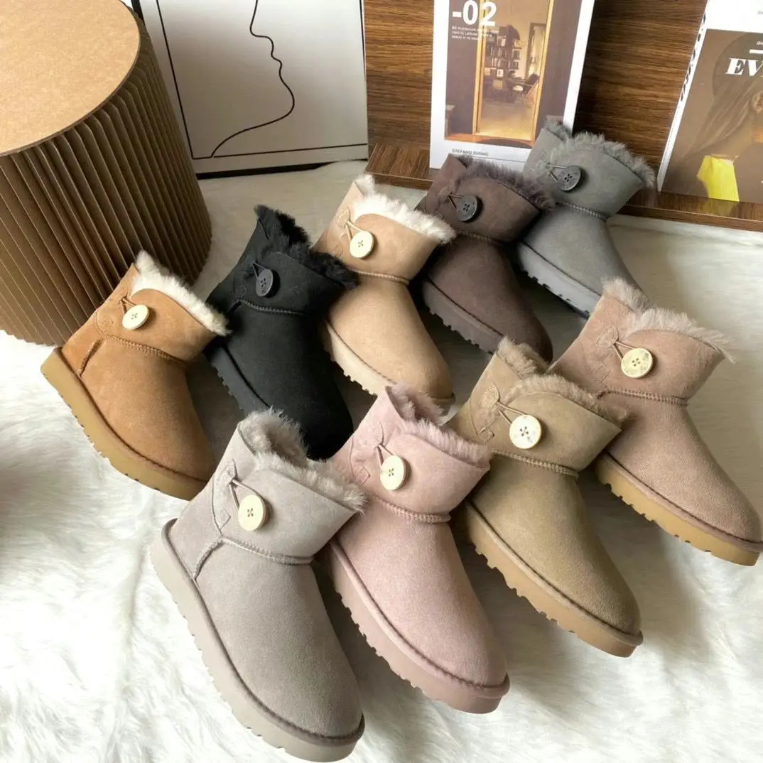 

SHEARERS Mini Button boots single button boot in a Mini Cut Sheepskin Wool inner Australian platform boots winter snow boots