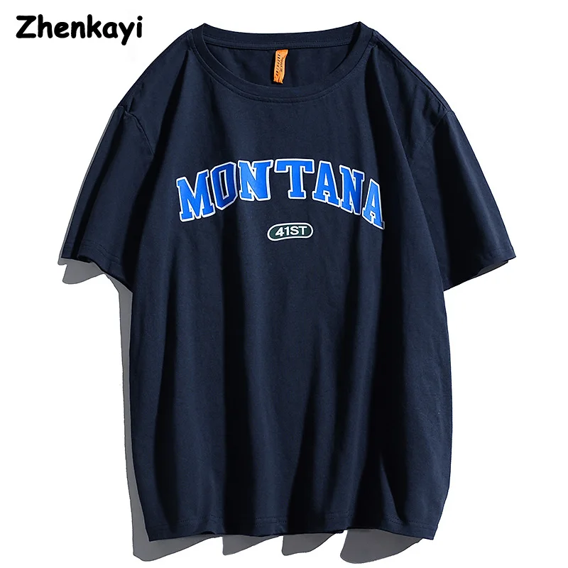 

Zhenkayi Ins Hip-hop Tide Brand T-shirt Men's Short-sleeved Loose Harajuku Bf Style Couple Half-sleeve Tops for Men and Women