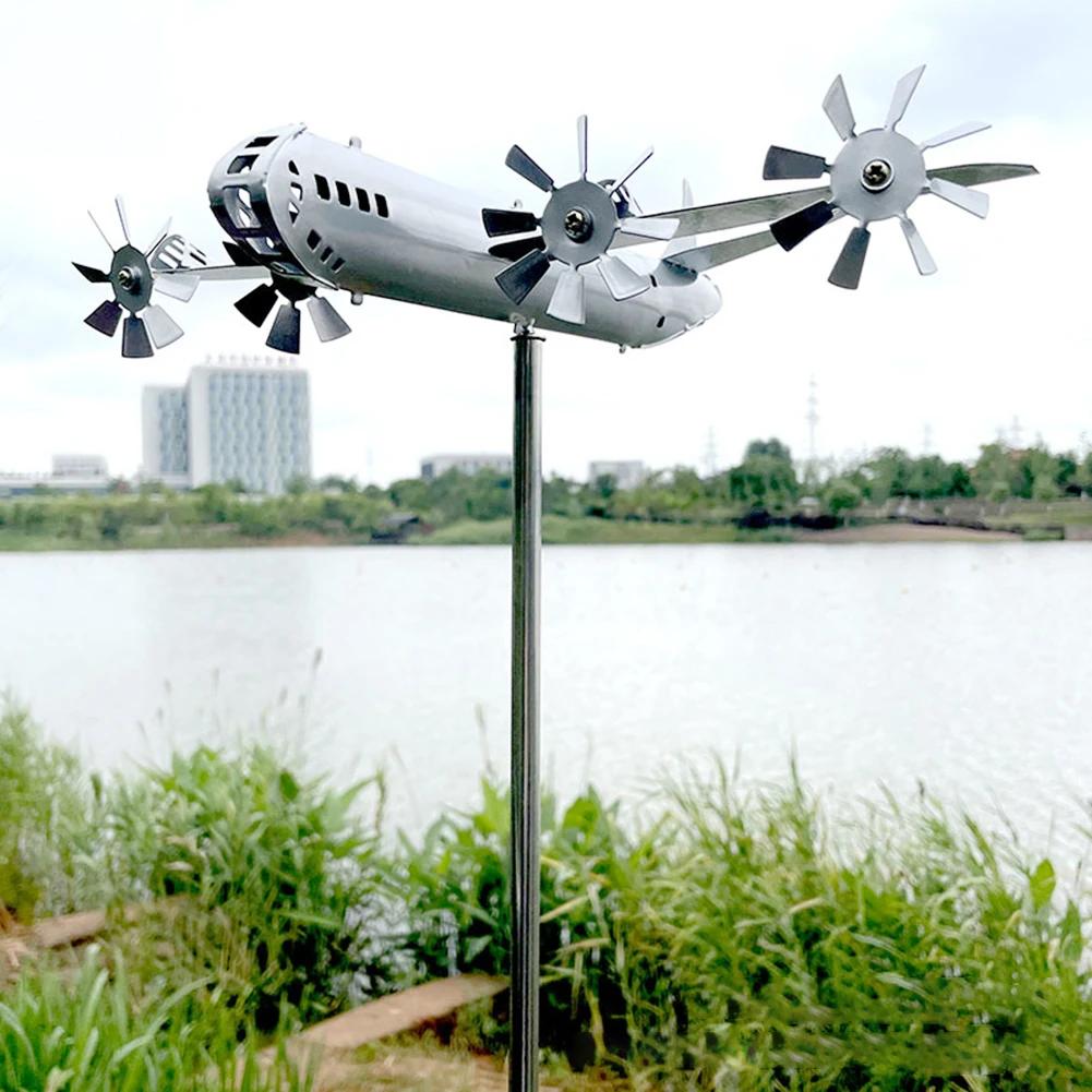 

Iron Windmill Garden Wind Spinner Decorative Sculpture Yard Decor Metal Windmill Plug-In Gardening Supplies Ornaments