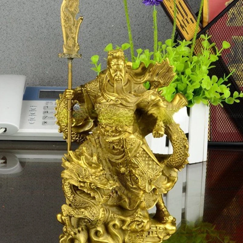 

Free Shipping 10" Chinese Bronze Dragon "Guan Gong" warrior Guangong GuanYu Hold Sword Statue 25cm