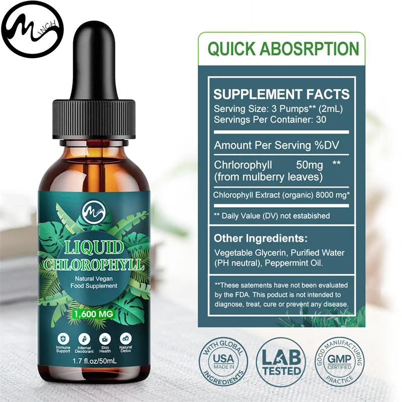 

Minch 50ml Pure Chlorophyll Liquid Detox Skin Oil Plant Skin care for Skin Care Hair Drops Extract Supplement Liquid Chlorophyll