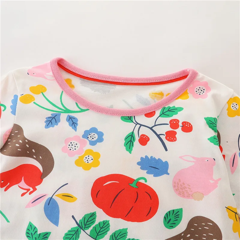 Jumping Meters New Arrival Children's Girls Dresses Cotton Dinosaurs Print Pockets Autumn Spring Princess Animals Toddler Dress images - 6