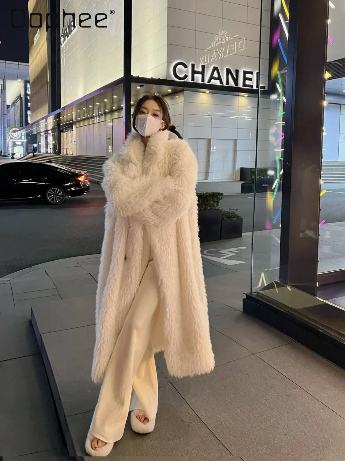 Корейская мода пальто из искусственного лисьего меха женский костюм с