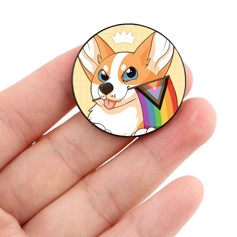 

Pride Corgi Pin Custom Funny vintage Brooches Shirt Lapel teacher Bag Cute Badge Cartoon pins for Lover Girl Friends