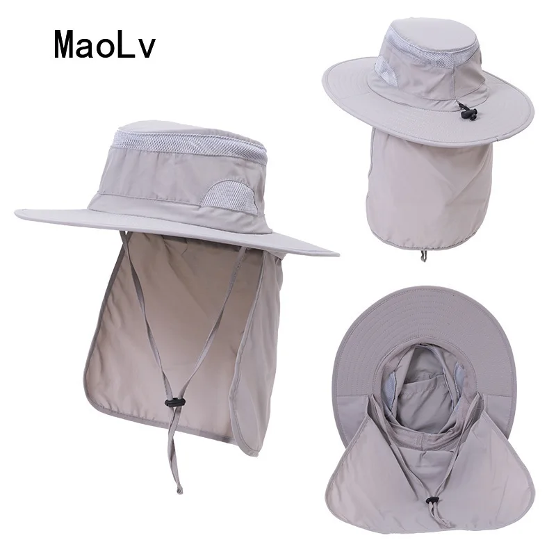 Summer UPF50+ Sun Hats Women Mens Waterproof Fishing Hat with Neck Flap Hiking Cap Outdoor Uv Protection Safari Bucket Hat