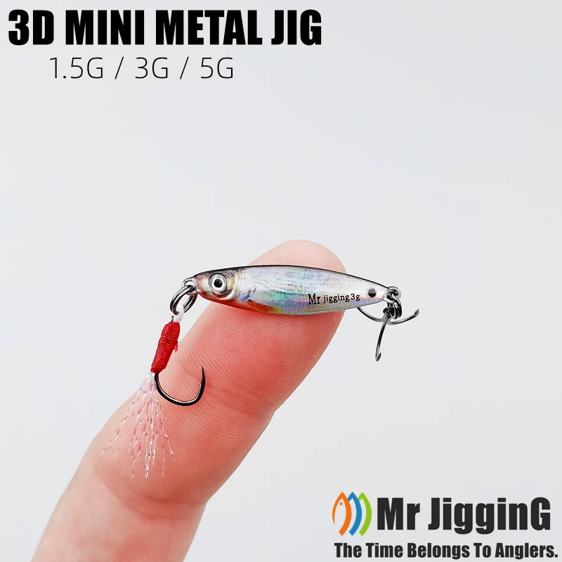 Фото Mr JigginG 5 шт. 1,5/3/5 г 3D мини-приманка металлическая литая джиг-ложка для джиггинга Pesca рыба микро рыболовная приманка аксессуары для искусственной приманки №1
