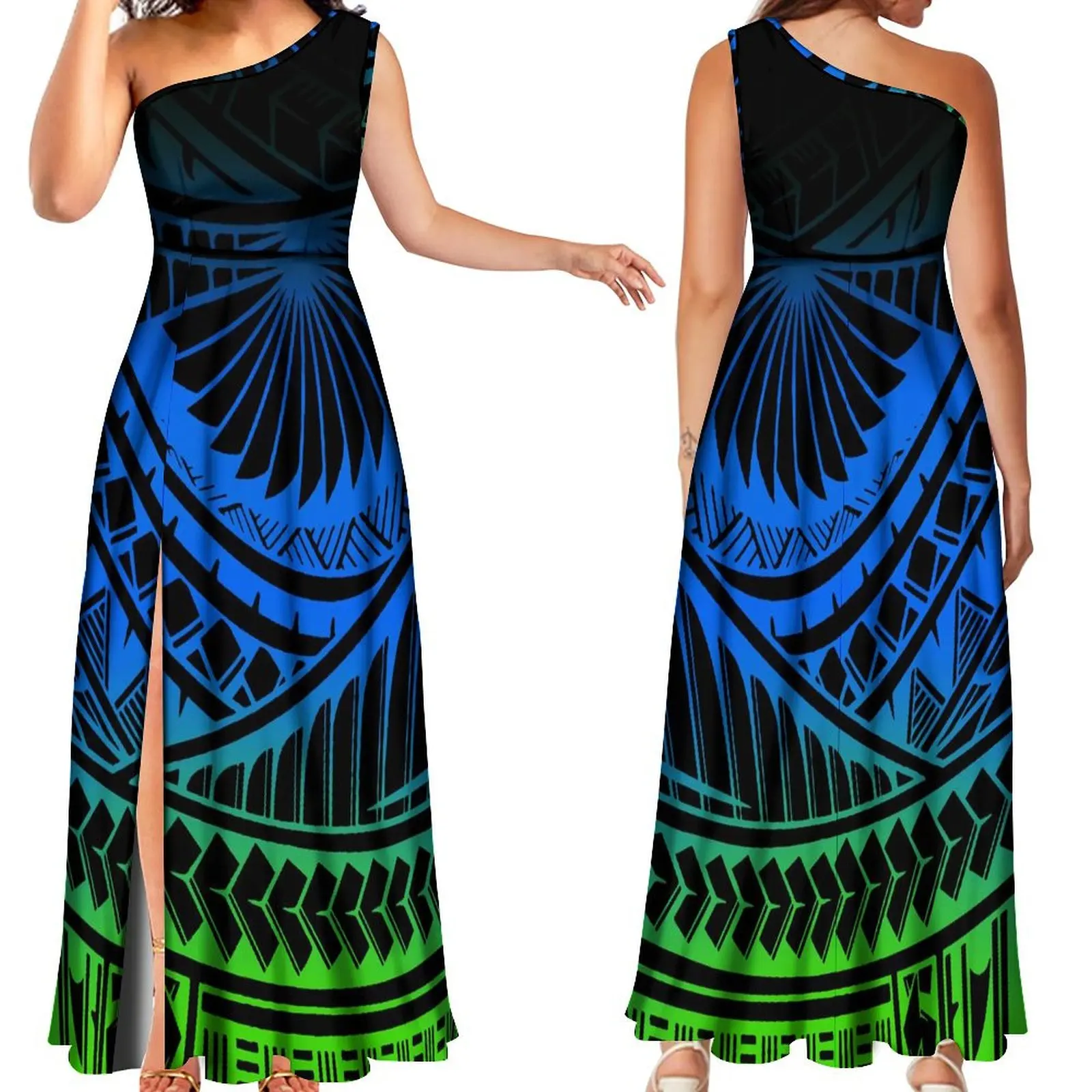 Женское платье макси с принтом Тихоокеанского островка элегантное большим