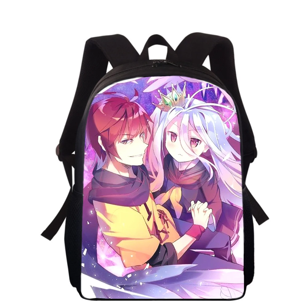 NO GAME NO LIFE Anime 15” 3D Print Kids Backpack Primary School Bags for Boys Girls Back Pack Students School Book Bags