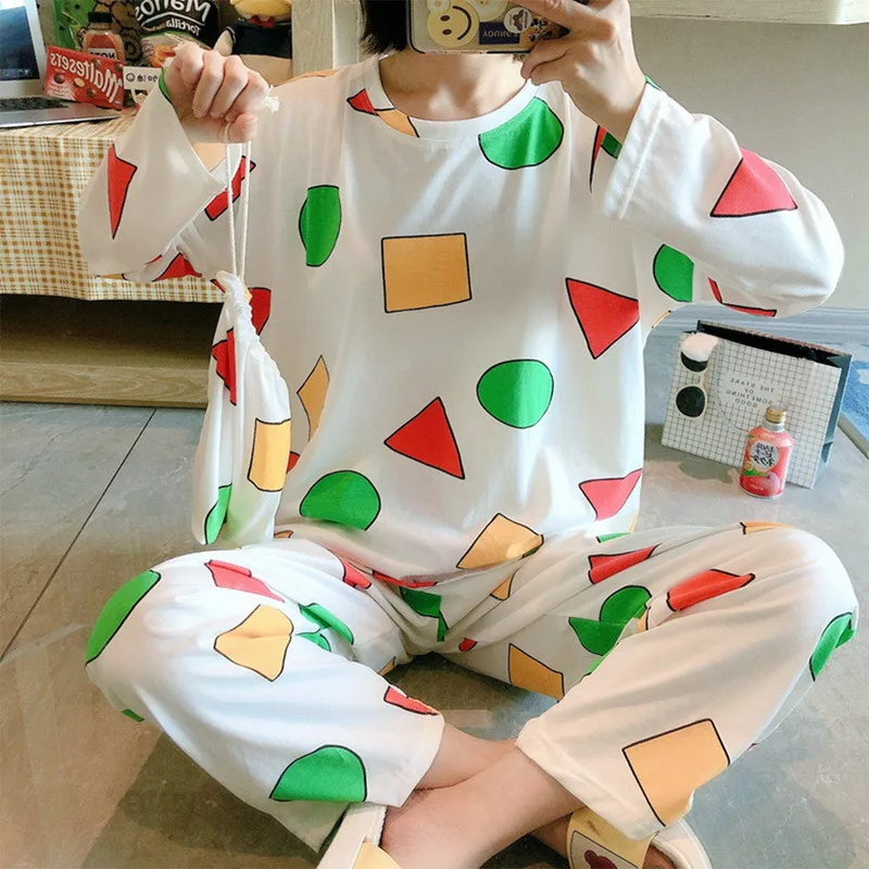 

2021 Korean Style Women's 2 Pieces Pajamas Summer Cartoon Fresh And Thin Homewear Pajamas Set Sleepwear Suits Pyjamas Clothes