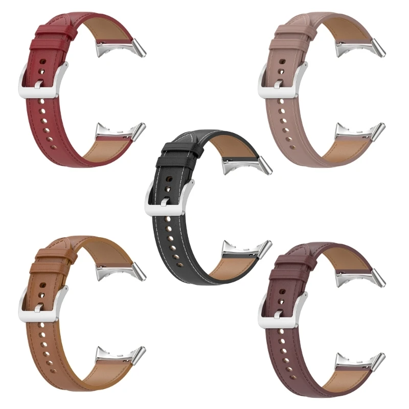

D0UA 27.5mm Leather Watch Bands Watch Straps Replacement with Metal Buckle for Google Pixel Men Watch Bands