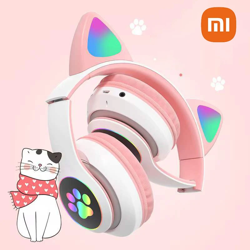 

Беспроводные наушники Xiaomi с кошачьими ушками, со светодиодной подсветкой и микрофоном