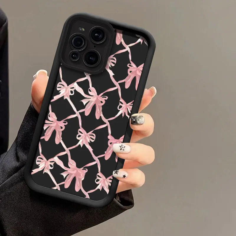 Чехол с розовым узором и бантом для OPPO Find X3 X5 Pro защита объектива камеры