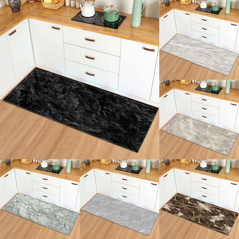 

Modern Marble Entrance Door Mat Non-slip Long Floor Mat Kitchen Mat Living Room Bedroom Bathroom Corridor Balcony Home Decor Rug