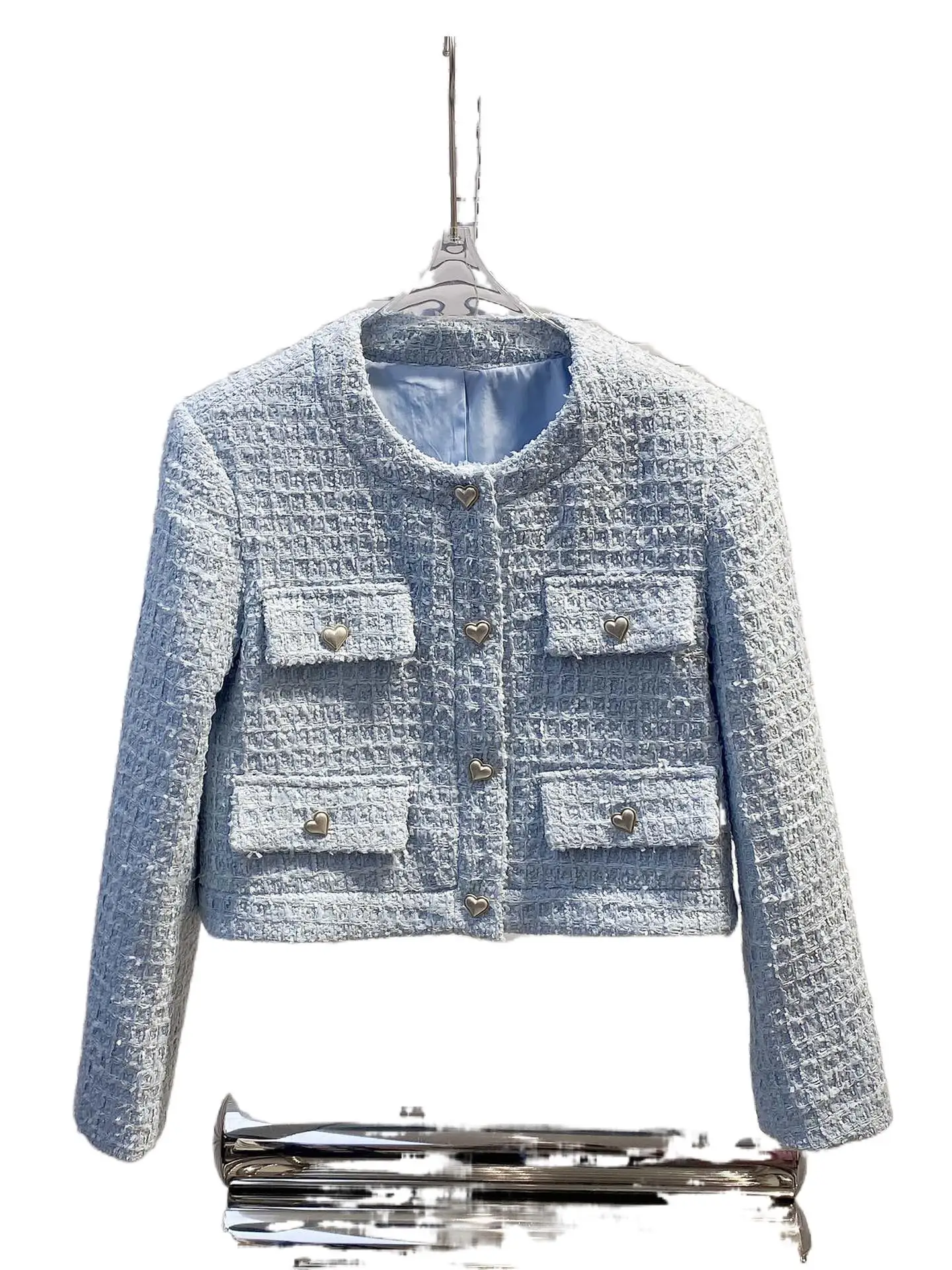 

2023 Женская одежда с карманами декоративное короткое пальто 0822