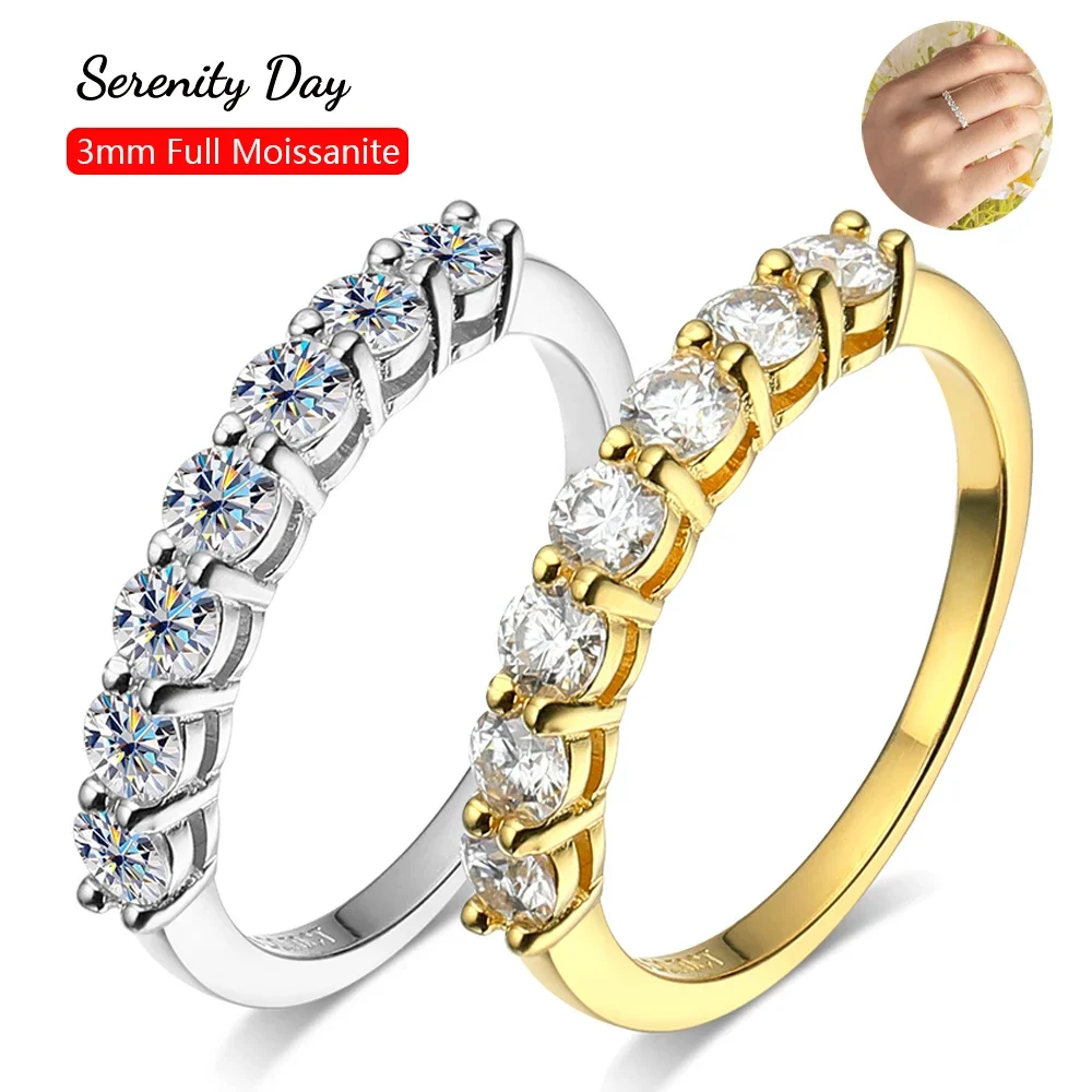 

Serenity Day Real D Color 7 Stones 3mm Full Moissanite Row Rings S925 Sterling Silver Plate Pt950 Simple Jewelry For Wholesale