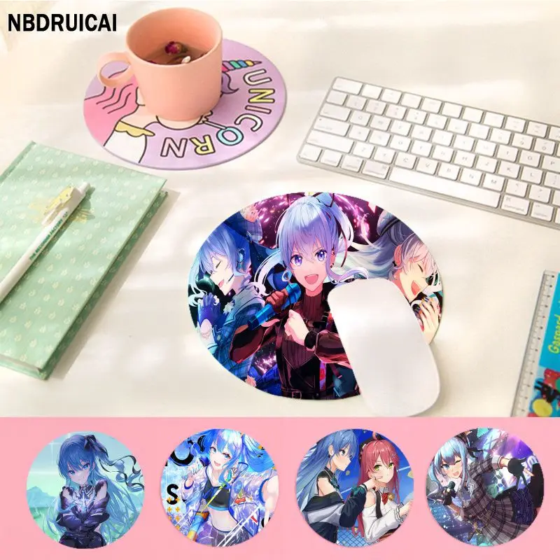 

Hoshimachi Suisei 22x22cm Round Desktop Desk Mat Kawaii Gaming Accessories Students Writing Pad Mouse Pad Writing Desk Mats