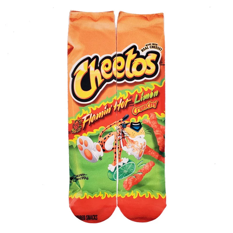 Men Happy Socks 3D Creative Foods Potato Chips Printing Snack Candy Knee Socks Funny Harajuku Casual Cotton Fashion Long Socks images - 6