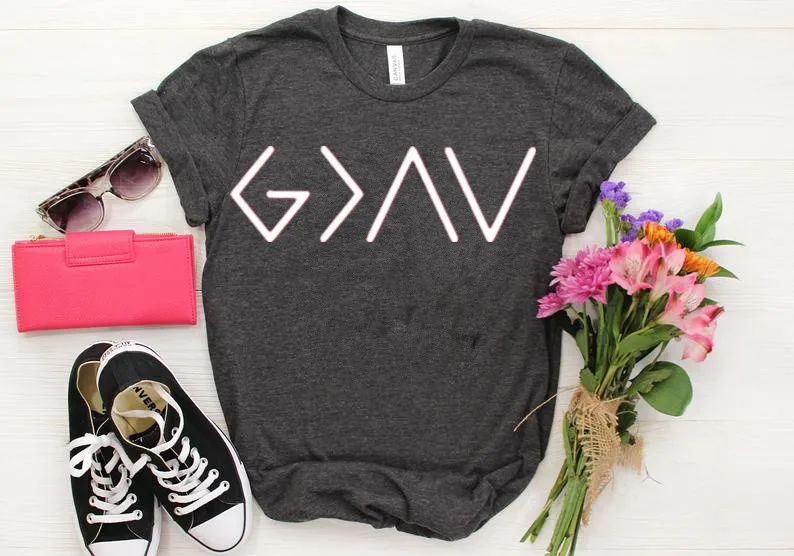 

God is Greater Than the Highs and Lows T-shirt, Christian Positive God Church Gift Christmas 100% cotton Short Sleeve Top Tees
