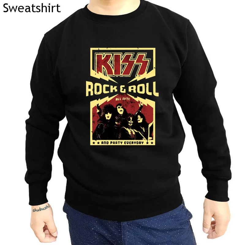 

Мужской свитшот KISS Rock & Roll, повседневная черная толстовка, Новое поступление, мужские толстовки