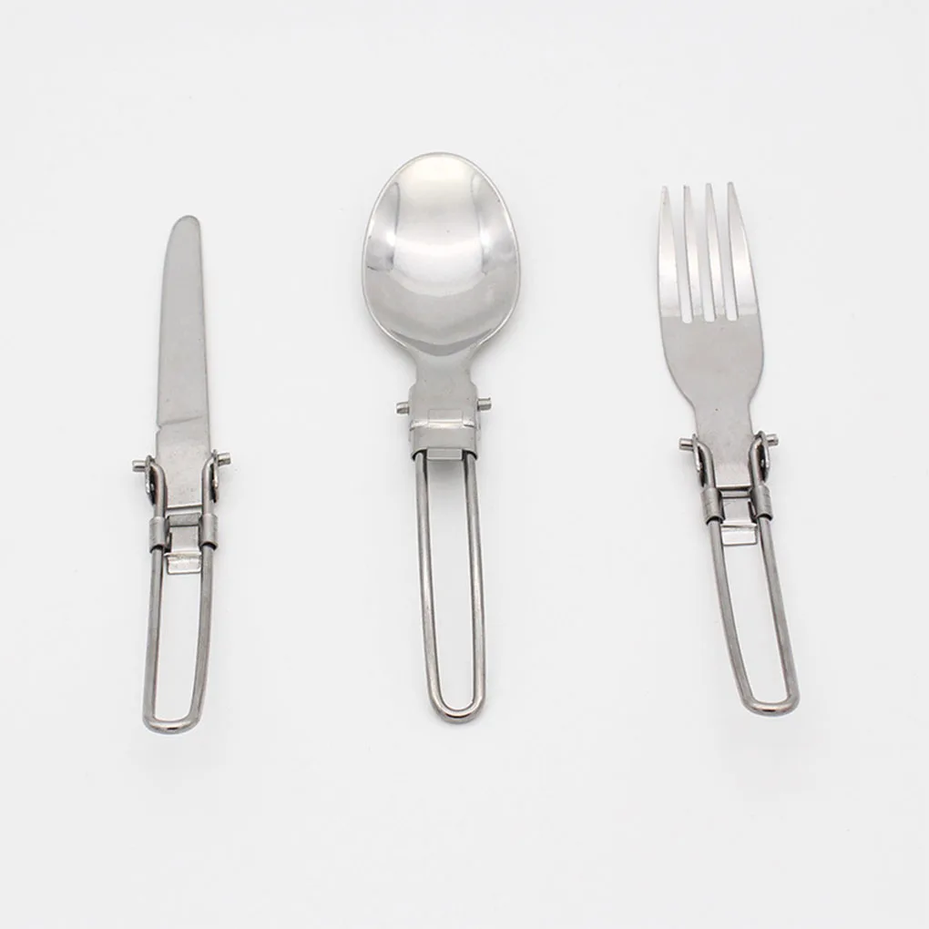 Портативный набор посуды 3 в 1 из нержавеющей стали Складная посуда