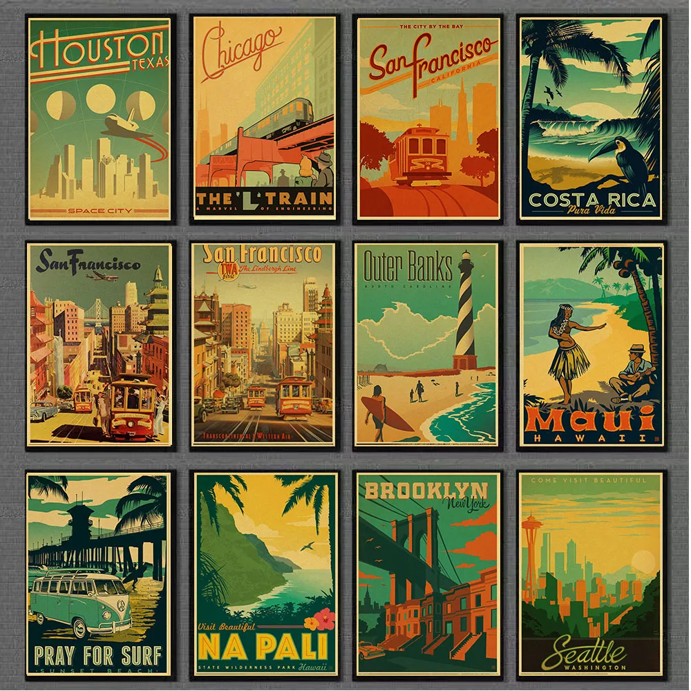 

HAWAII/ ARUBA/ BROOKLYN/SAN FRANCISCO Travel Print Art Canvas Poster For Living Room Decor Home Wall Picture