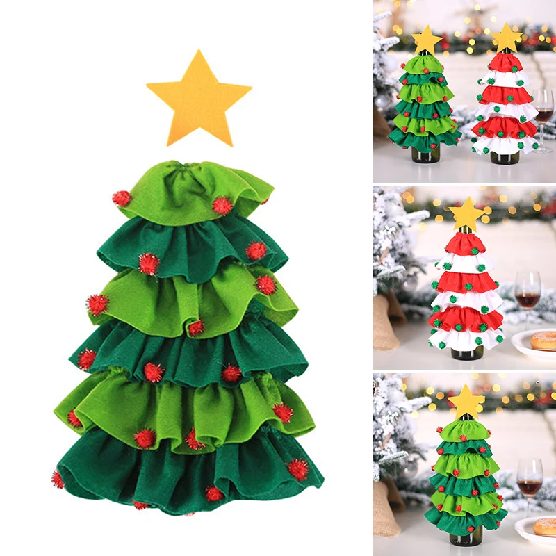 

Christmas Wine Bottle Cover Star Xmas Tree Bottle Topper Cover Party Decor Home Hotel Restaurant Christmas Wine Bottle Cover