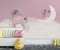 custom nordic modern minimalist pink unicorn cartoon wallpaper for childrens room mural background wall paper fresco stickers
