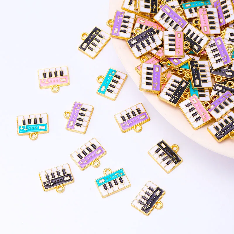 

20Pcs/Lot 15*13mm DIY Necklace Bracelet Earrings Musical Piano Pendant Enamel Charms for Jewelry Making Drip Oil Accessories Set
